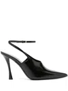 Givenchy Brushed Leather Slingbacks With 10cm Ankle Strap In Black