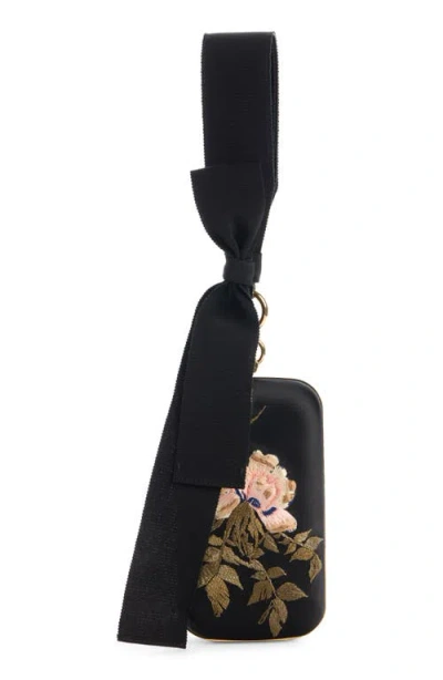 Givenchy Show Embroidered Satin Clutch In Black