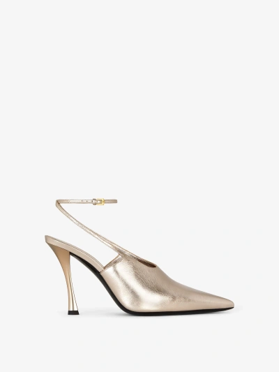 Givenchy Show Slingbacks In Laminated Leather In Dusty Gold