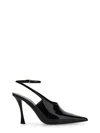 Givenchy Brushed Leather Slingbacks With 10cm Ankle Strap In Black