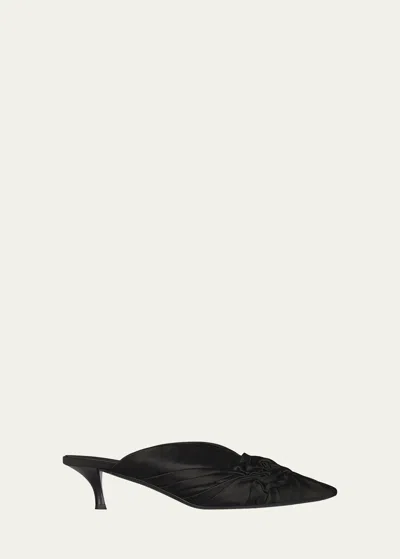 Givenchy Show Twist Silk Kitten-heel Mules In Black