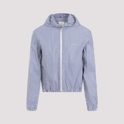 Givenchy Striped Logo Monogram Zip-up Jacket In Blue
