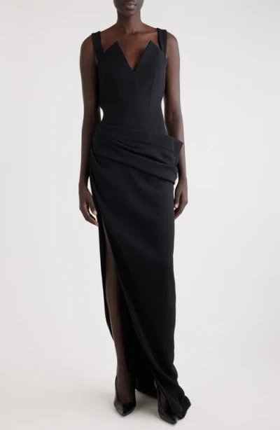 Givenchy Draped Sleeveless Slit Gown In Black