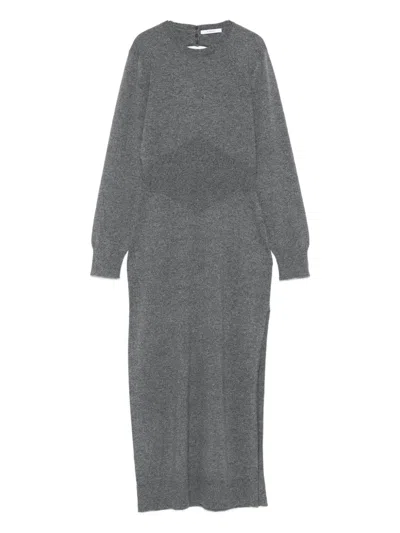 Givenchy Cashmere Midi Dress Featuring Open Back In Gray