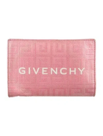 Pre-owned Givenchy Signature Logo Leather Compact Wallet In Pink