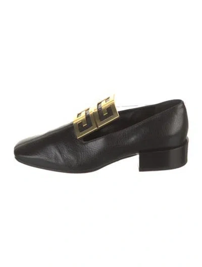 Pre-owned Givenchy Signature Logo Leather Loafers In Black