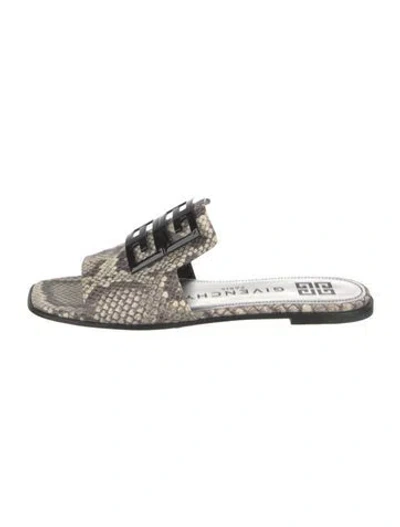 Pre-owned Givenchy Signature Logo Leather Slides In Black