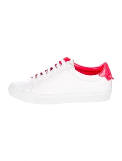Pre-owned Givenchy Signature Logo Leather Sneakers In White