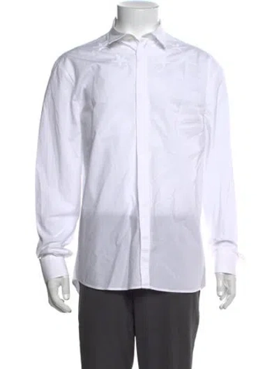Pre-owned Givenchy Signature Logo Long Sleeve Dress Shirt In White