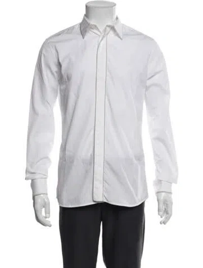 Pre-owned Givenchy Signature Logo Long Sleeve Tuxedo Shirt In White