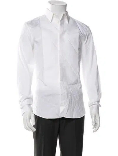 Pre-owned Givenchy Signature Logo Long Sleeve Tuxedo Shirt In White