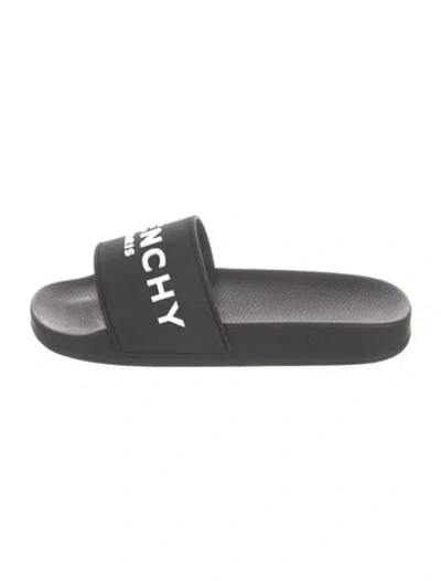 Pre-owned Givenchy Signature Logo Rubber Slides In Black/white