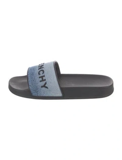 Pre-owned Givenchy Signature Logo Rubber Slides In Blue