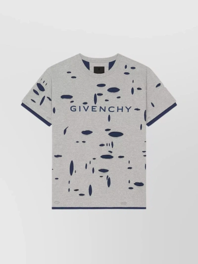 Givenchy Signature Print Crew Neck T-shirt In Grey