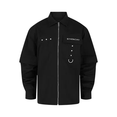 Pre-owned Givenchy Signature Zip Up Shirt 'black' | Men's Size 43