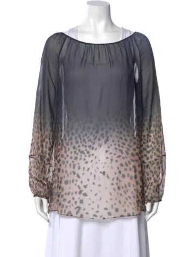 Pre-owned Givenchy Silk Animal Print Blouse In Blue