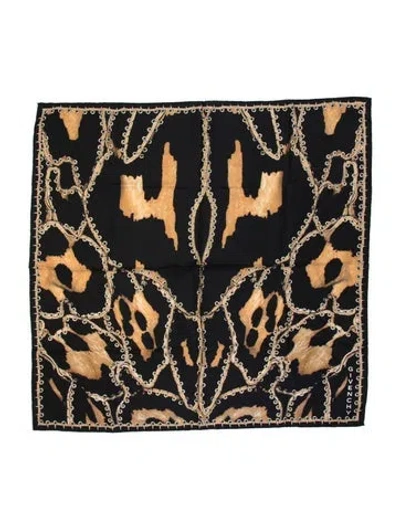 Pre-owned Givenchy Silk Animal Print Scarf In Black