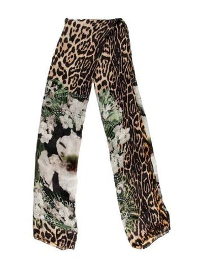 Pre-owned Givenchy Silk Animal Print Scarf In Brown