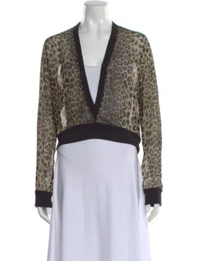 Pre-owned Givenchy Silk Animal Print Top In Neutral