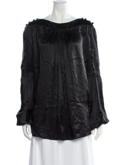 Pre-owned Givenchy Silk Bateau Neckline Blouse In Gray