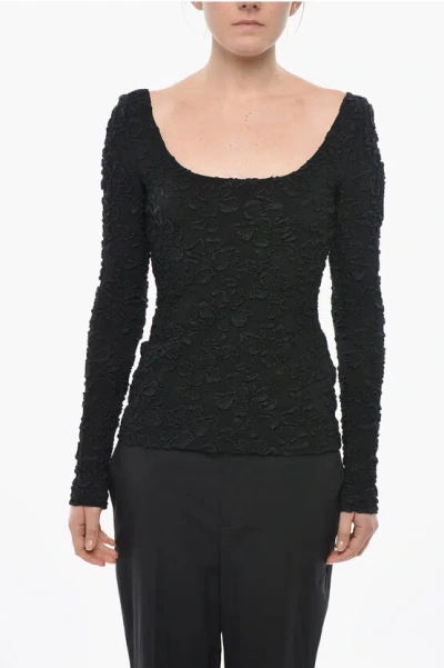 Givenchy Silk-blend Top With Embossed Motif In Black