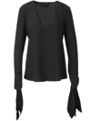Givenchy Blouse With Bows In Crepe And 4g Embroidery In Black