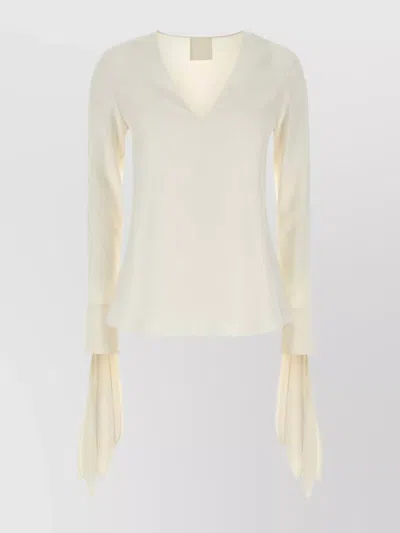 Givenchy Blouse With Bows In Poplin And 4g Embroidery In White