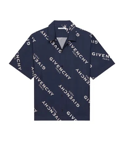 Givenchy Silk Bowling Shirt In Blue