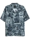 Givenchy Printed Silk-twill Shirts In Gray