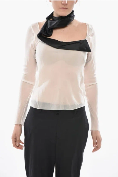Givenchy Silk Chiffon Blouse With Contrasting Asymmetric Detail In White