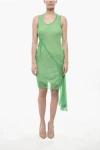 Givenchy Silk Chiffon Minidress With Side Drape In Green