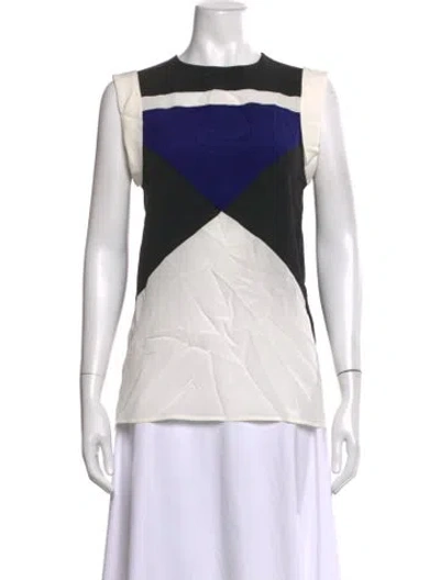 Pre-owned Givenchy Silk Colorblock Pattern Top In Neutrals