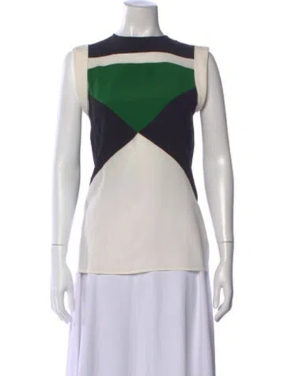 Pre-owned Givenchy Silk Colorblock Pattern Top In White