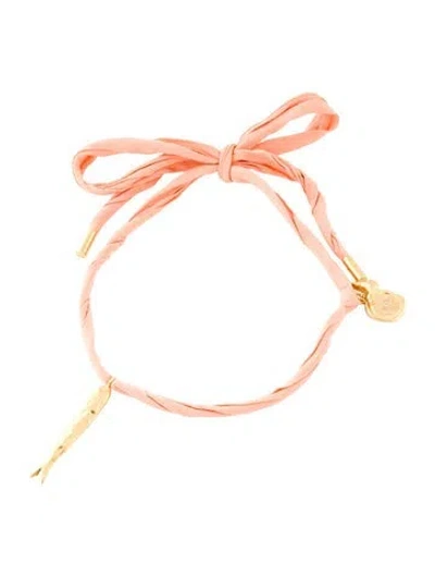 Pre-owned Givenchy Silk Cord Lucky Charms Necklace, 44" In Pink
