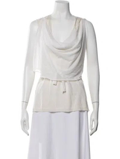 Pre-owned Givenchy Silk Cowl Neck Blouse In White
