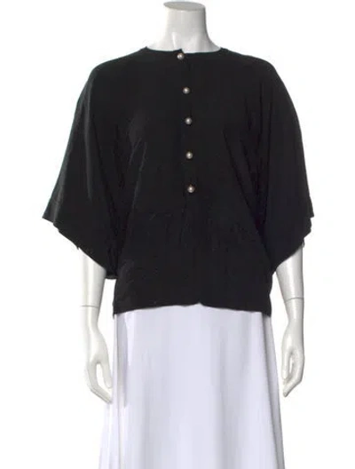 Pre-owned Givenchy Silk Crew Neck Blouse In Black