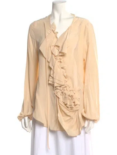 Pre-owned Givenchy Silk Crew Neck Blouse In Neutral