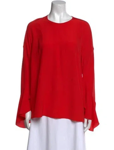 Pre-owned Givenchy Silk Crew Neck Blouse In Orange