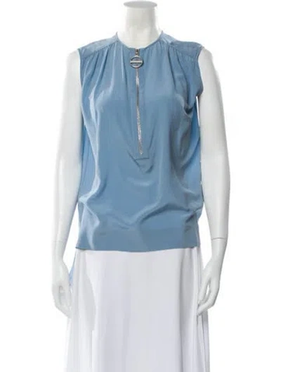 Pre-owned Givenchy Silk Crew Neck Top In Blue