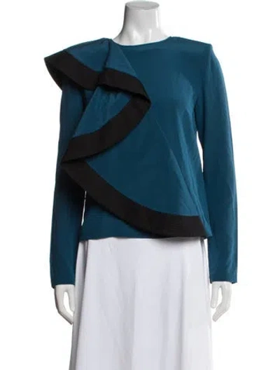 Pre-owned Givenchy Silk Crew Neck Top In Blue