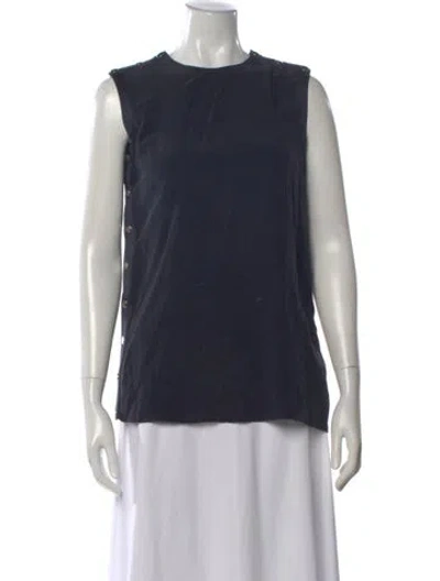 Pre-owned Givenchy Silk Crew Neck Top In Blue