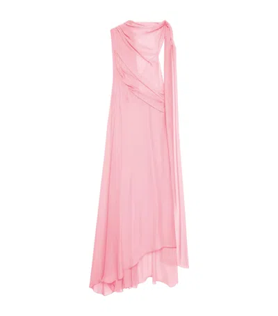 Givenchy Silk Draped Maxi Dress In Candy Pink