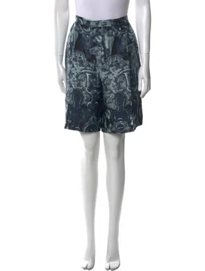 Pre-owned Givenchy Silk Flat Front Shorts W/ Tags In Blue