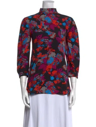 Pre-owned Givenchy Silk Floral Print Blouse In Black