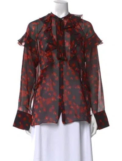 Pre-owned Givenchy Silk Floral Print Blouse In Multi