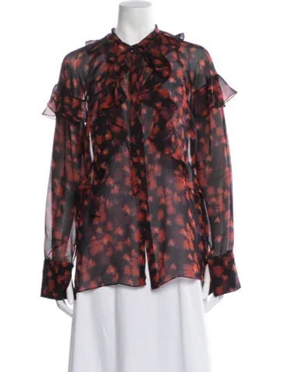 Pre-owned Givenchy Silk Floral Print Blouse In Multi