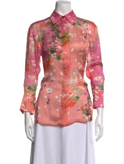 Pre-owned Givenchy Silk Floral Print Blouse In Pink