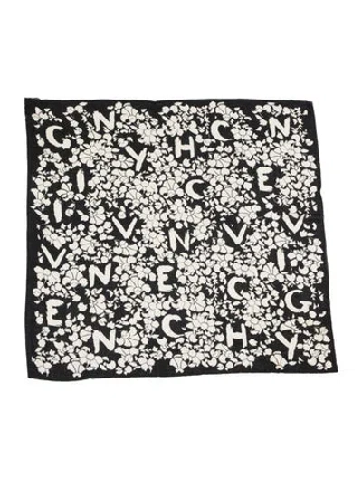 Pre-owned Givenchy Silk Floral Print Scarf In Black