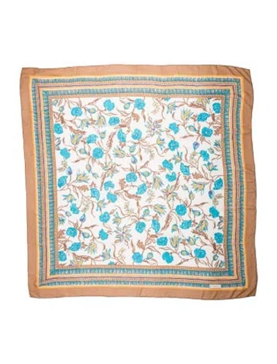 Pre-owned Givenchy Silk Floral Print Scarf In Neutrals