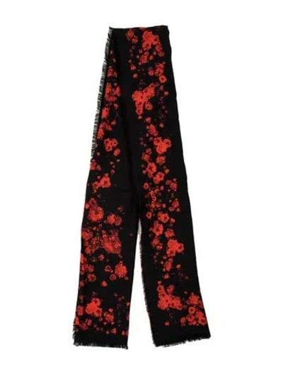 Pre-owned Givenchy Silk Floral Print Scarf W/ Tags In Black